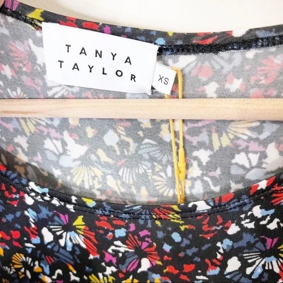 NWT Tanya Taylor Black Floral Ruched Effie Dress